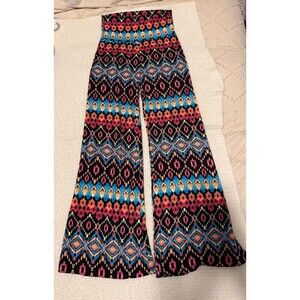 Poetry Colorful Geometric Small Patterned Pants Boho Hippie Festival Artsy Women